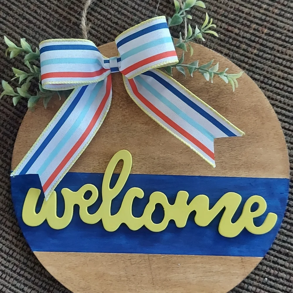Hand Crafted 10 inch Welcome Sign Wooden - Picture 2 of 2
